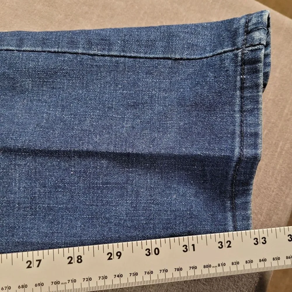 Encrypted Baggy Distressed Zipper Knees‎ Jeans Mens Blue Actual Size 44 x 33